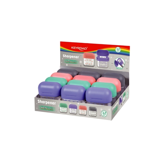 Image de Taille-crayon métallique Keyroad – deux trous avec réservoir, style AirPods – Modèle KR972931