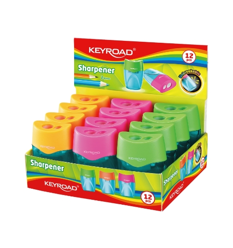 Image de Taille-crayon transparent Keyroad – Double ouverture avec réservoir – Modèle KR972388