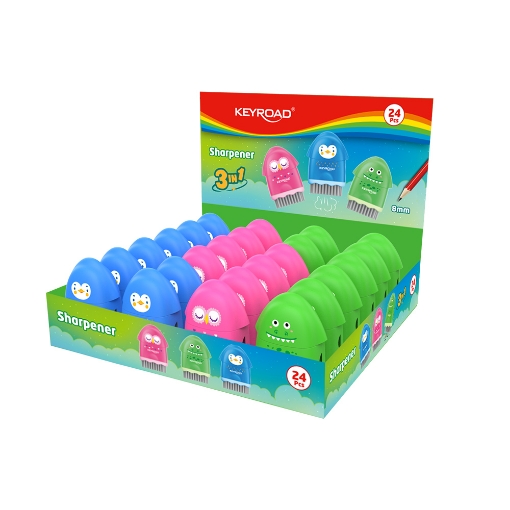 Image de Taille-crayon Keyroad Rocky – 1 ouverture avec réservoir + gomme + brosse de nettoyage – Modèle KR972128