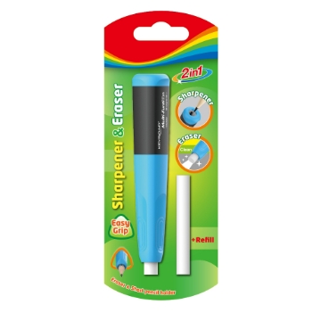 Show details for Keyroad Sharpener – Single Hole with Container + Pencil-Shaped Eraser – Blister Pack – Model KR972183 Picture of Keyroad Sharpener – Single Hole with Container + Pencil-Shaped Eraser – Blister Pack – Model KR972183