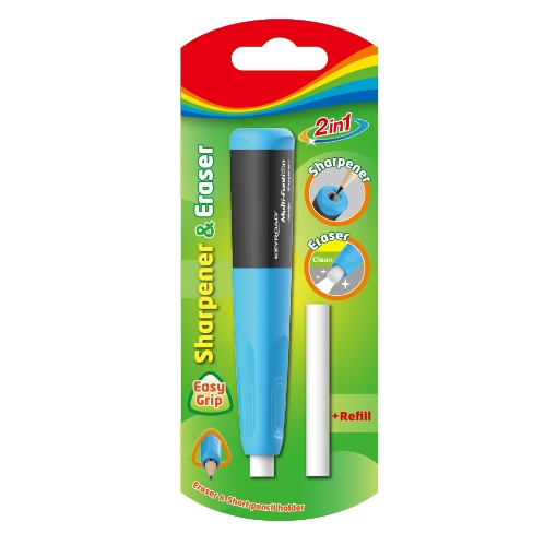 Image de Taille-crayon Keyroad – 1 ouverture avec réservoir + gomme en forme de crayon – Carte 1 pièce – Modèle KR972183