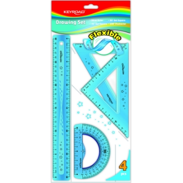 Mostrar detalles de Juego de geometría de plástico flexible 4 piezas 30 cm – Keyroad Modelo KR972501 Imagen de Juego de geometría de plástico flexible 4 piezas 30 cm – Keyroad Modelo KR972501
