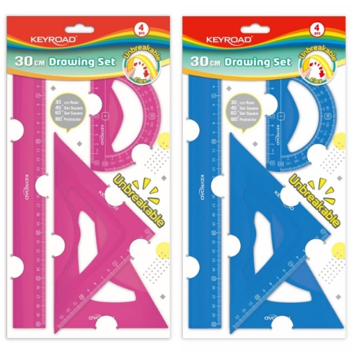 Image de Kit de géométrie flexible PET Keyroad 4 pièces 30cm - Modèle KR972362