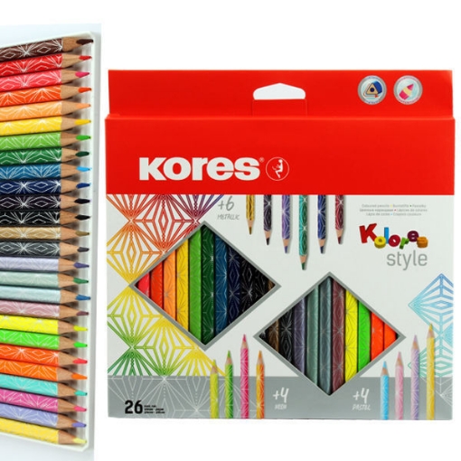 Image de Crayons en bois, 26 pièces, Modèle Kores Style 93320