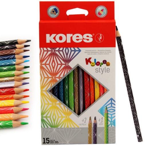 Image de Crayons en bois, 15 pièces, Modèle Kores Style 93315.