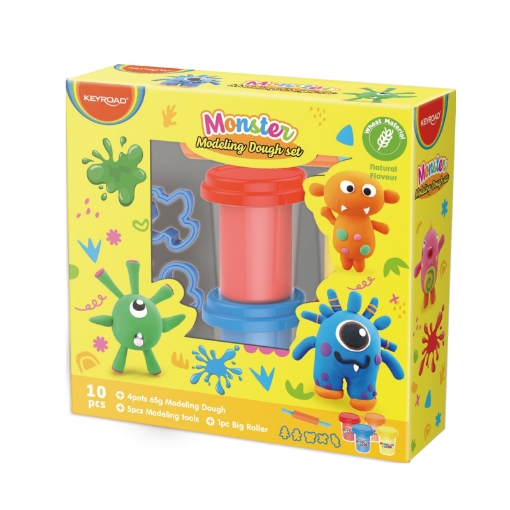 Imagen de Plastilina en piezas Keyroad – 260g colores surtidos – 6 tarros + rodillo + 5 moldes – Modelo KR972268