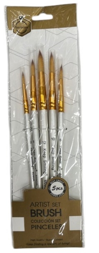 Picture of 5-Piece Round Painting Brush Set - Keep Smiling Model 6090R