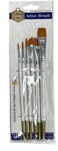 Bild von 5-teiliges Pinselset zum Malen – Schräg + Rund + Katzenzunge – Keep Smiling Modell A0101