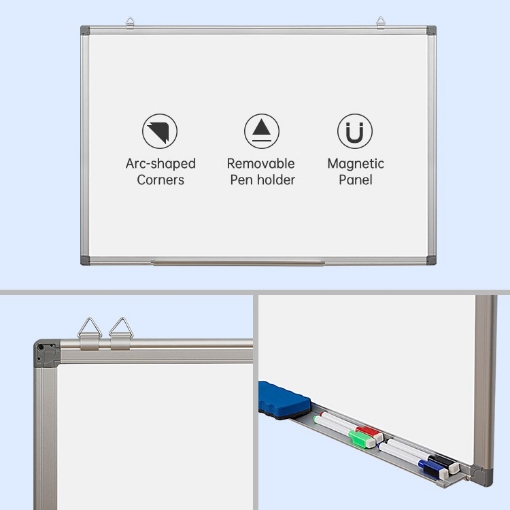 Image de Tableau Blanc Magnétique Simba, Noyau en Carton Rigide, avec Porte-stylo, Format 120 × 180 cm - Modèle WB1812-HC