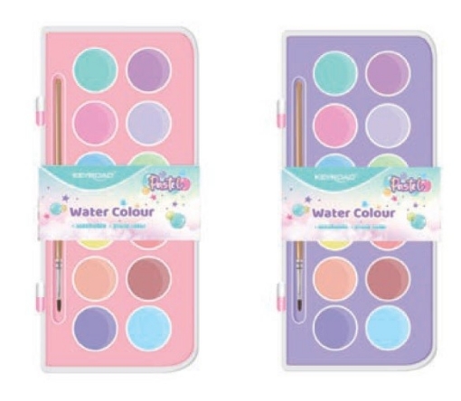 Bild von Keyroad Wasserfarbkasten mit 12 Farben und Pinsel – Modell KR972426