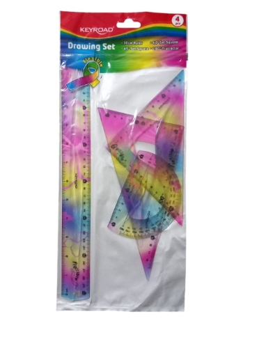 Bild von Flexibles Geometrie-Zeichenset aus Kunststoff 4-teilig bunt – Keyroad Modell KR972979