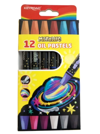 Bild von Keyroad Metallic-Ölpastell-Set, 12 Farben, Sechskantform, Modell KR973158