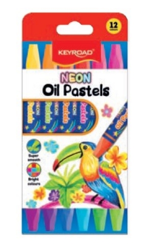 Bild von Keyroad Neon-Ölpastell-Wachsmalstift-Set, 12 Farben, Sechskantform, Modell KR973157