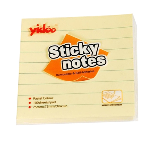 Bild von Haftnotizen Gelbes Liniertes Papier 75 × 75 mm 100 Blatt - Yidoo Modell A03L