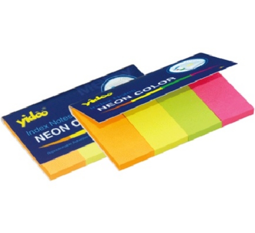 Bild von Yidoo Haftnotizen Index, 4 Neonfarben, rechteckige Registerkarten, 50 × 20 mm, 50 Blatt – Modell SN6009