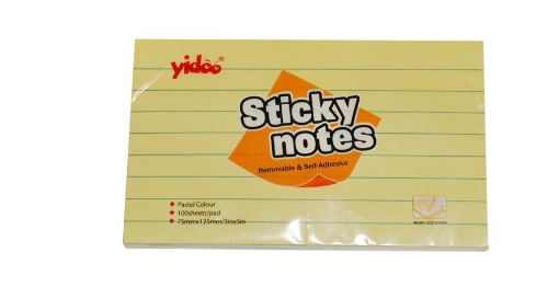 Bild von Yidoo Haftnotizen Gelb Liniert 125 × 75 mm 100 Blatt Modell SN3640