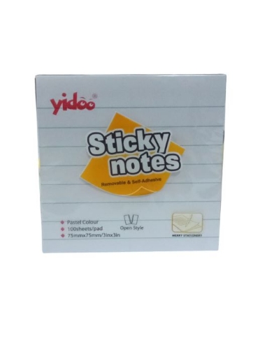 Bild von Post-it mit liniertem weißem Papier, Größe 75 × 75 mm, 100 Blatt – Yidoo Modell 3619