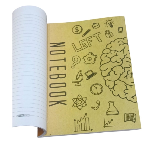 Picture of University Notebook, Pinned Ruled, 60 Sheets, Kraft Design, Coated Cover, A4 Size – Extra Line