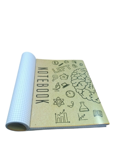 Picture of Extra Line A4 University Notebook, Stapled, 80 Sheets, 0.5 cm Squared, Kraft Cover, Glossy Coated