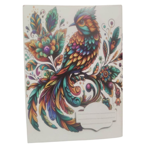 Image de Cahier scolaire Extra Line ligné agrafé 60 feuilles, motif oiseau, couverture couchée, format 16 × 22,10