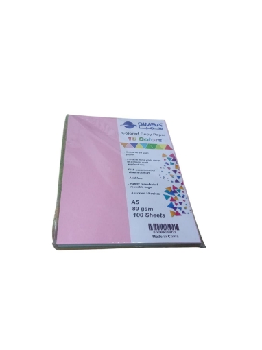 Bild von Packung Kopierpapier, 10 Farben, 100 Blatt, 80 g/m², Größe A5 – Simba