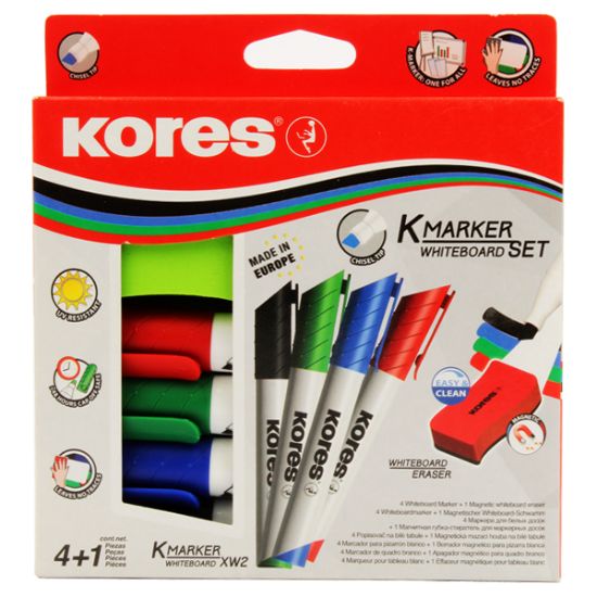 صورة طقم قلم سبورة مشطوف + بشاورة 4 لون كورس موديل 20865.