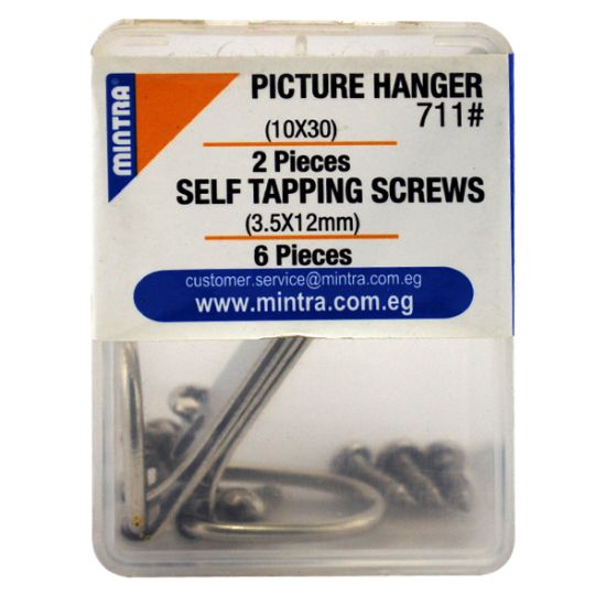 صورة عليقة معدنية 30 × 10 مم + مسمار ربط 3.5 × 12 مم – مينترا 94478