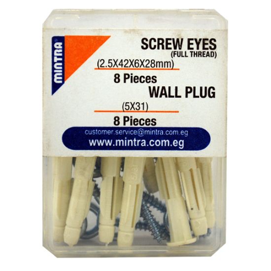 صورة مسمار عليقة مستدير 28 × 6 × 42 × 2.5 مم + فيشر بلاستيك 50 * 31 مم – منترا