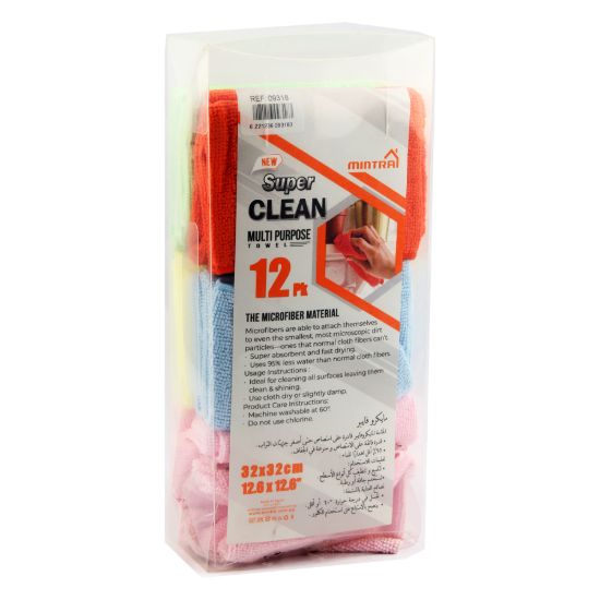 صورة منشفة تنظيف مايكروفايبر 12 قطعة 32×32 سم – مينترا 09318