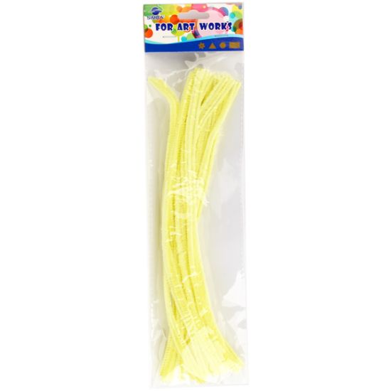 صورة أعواد سلك مرن قطيفة - كيس 20 قطعة - لون أصفر باستيل - سيمبا موديل MT203