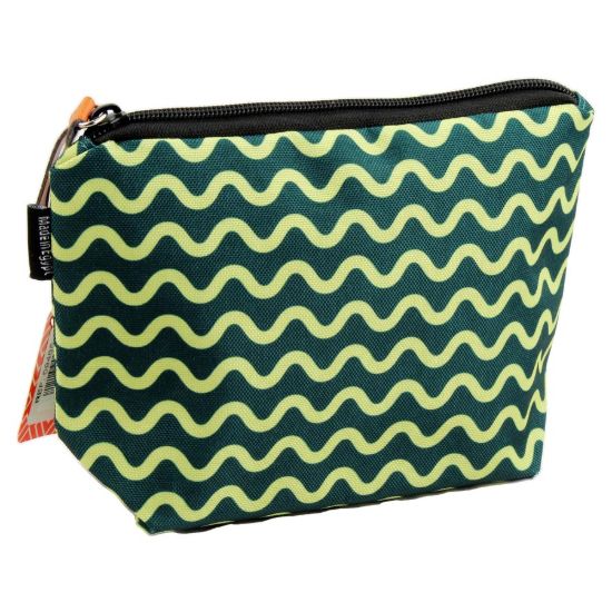 صورة مقلمة قماش 1 سوستة أخضر مطبوعة yellow waves- منترا 09481