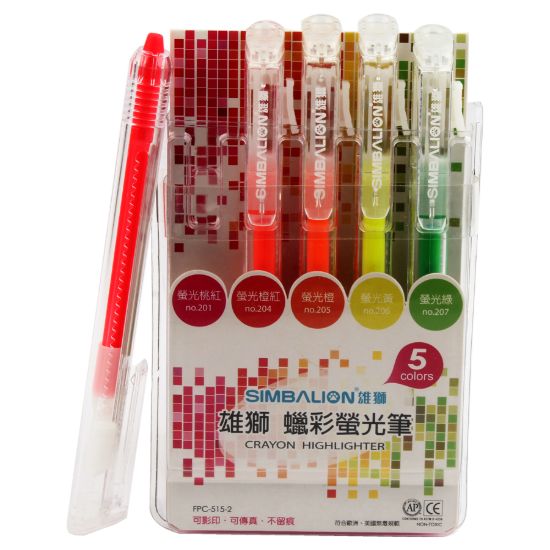 صورة طقم ألوان شمع فسفوري بوش أب 5 لون – Simbalion FPC- 515-2