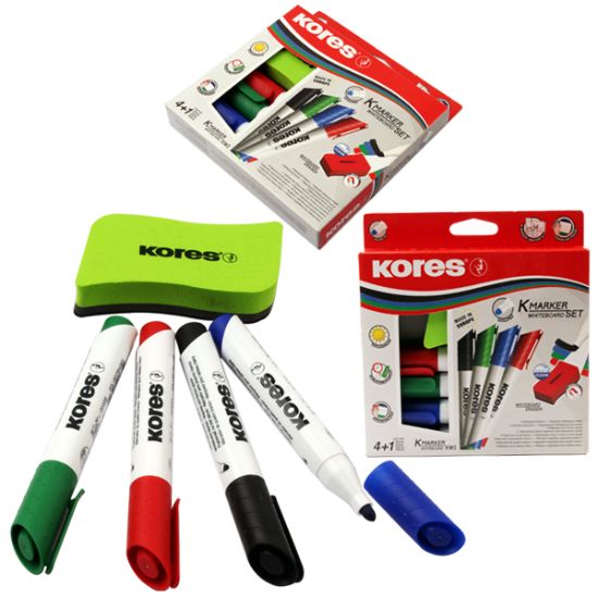 صورة طقم قلم سبورة مدور 4 لون + بشاورة كورس موديل 20863