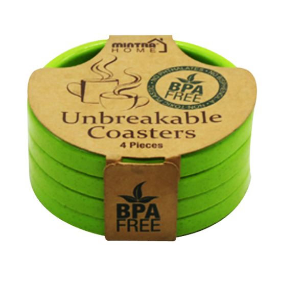 صورة كوستر قهوة بلاستيك 4 قطعة مدور لون أخضر- منترا