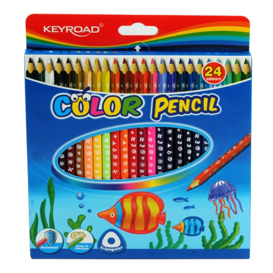 صورة طقم ألوان خشب طبي 24 لون مثلث الرأس - كي رود موديلKR971277