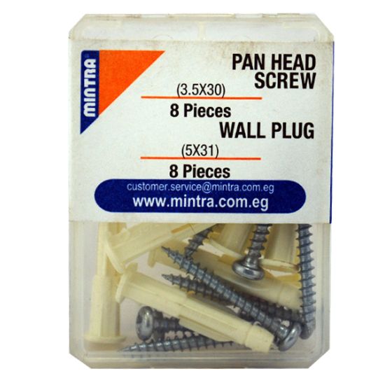 صورة مسمار ربط برأس مستدير 30 * 3.5 مم + فيشر بلاستيك 31 * 5 مم – مينترا