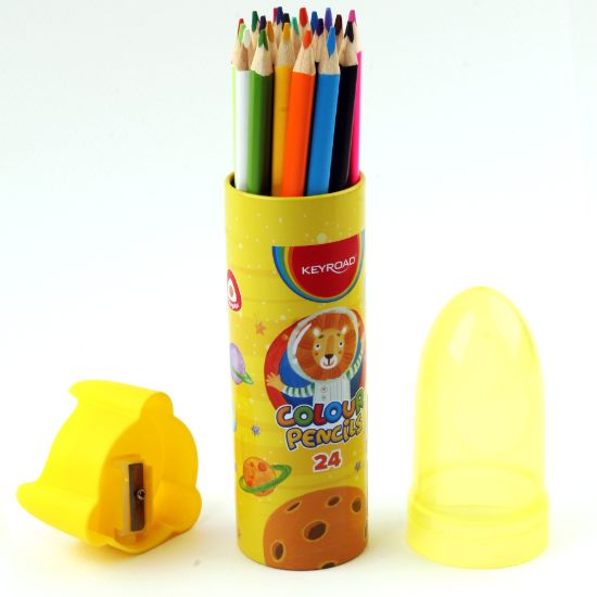 صورة ألوان خشب24 لون علبة صاج + براية كي رودKR972229  