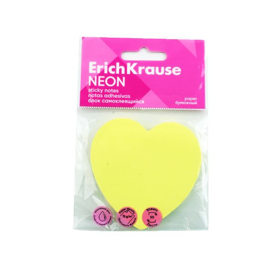 صورة بوست ايت اريك كراوس - اصفر فسفوري شكل قلب 50 ورقة - موديل 61724