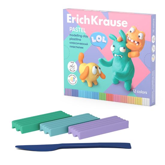 صورة صلصال جولي فريندز ألوان باستيل بأداة تشكيل - 12 قطعة 216 جم - اريك كراوس موديل 61352