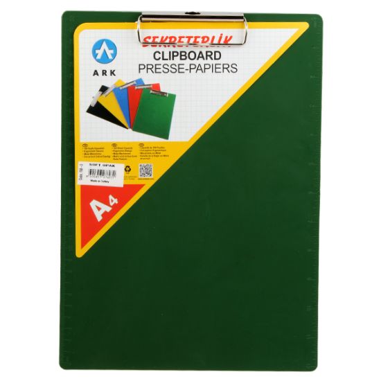 صورة لوح كتابة (بلانشيطة) بمشبك تثبيت للورق، بلاستيك أخضر، A4 – أرك 760